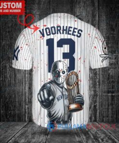 NY Yankees x Jason Voorhees Halloween World Series Trophy Baseball Jersey White