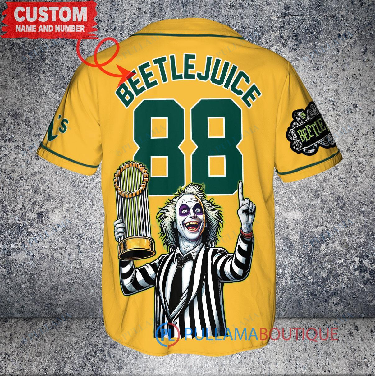 SD Padres Beetlejuice Halloween World Series Trophy Baseball Jersey Brown