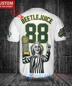 Oakland Athletics Beetlejuice Halloween World Series Trophy Baseball Jersey White