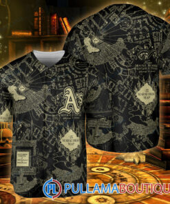 Oakland Athletics Harry Potter The Marauders Map Baseball Jersey Black