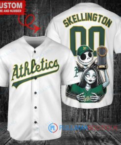 Oakland Athletics Jack Skellington Sally World Series Trophy Baseball Jersey White