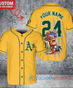 Oakland Athletics Limited Edition World Series Trophy Baseball Jersey Gold