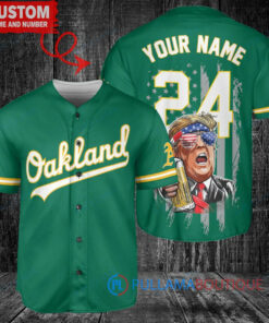 Oakland Athletics Limited Edition World Series Trophy Baseball Jersey Green