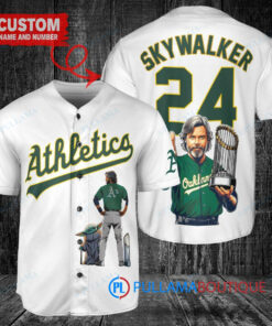 Oakland Athletics Luke Skywalker Star Wars Trophy Baseball Jersey White