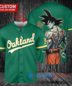 Oakland Athletics Son Goku Super Saiyan Dragon Ball Z Baseball Jersey Green