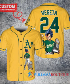 Oakland Athletics Vegeta Super Saiyan Dragon Ball Z Baseball Jersey Gold