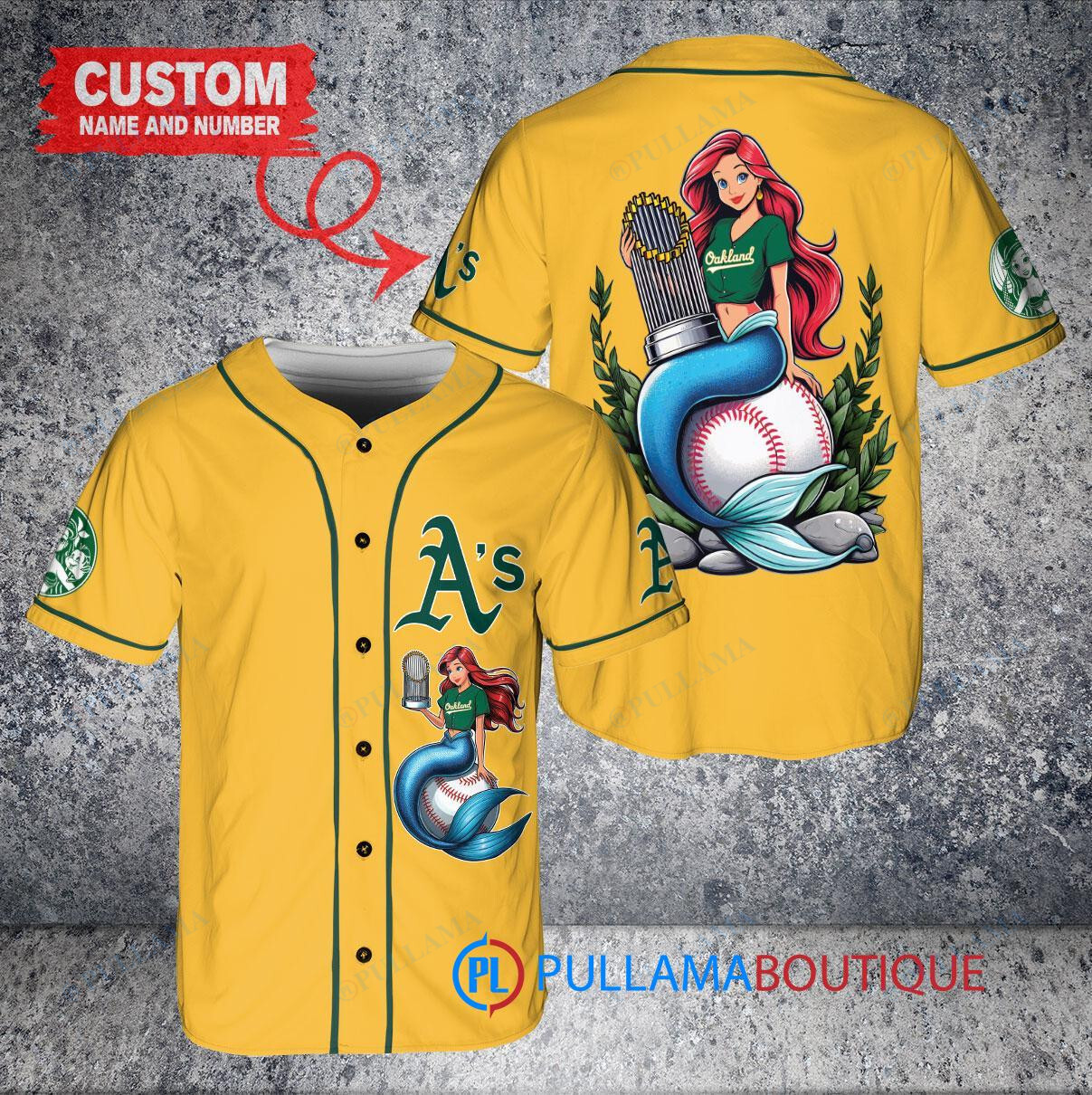 Milwaukee Brewers x Ariel Mermaid with Trophy Custom Baseball Jersey Navy