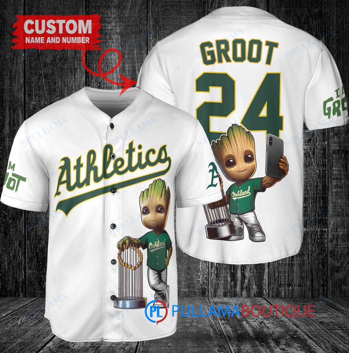 Milwaukee Brewers x Baby Groot Marvel Guardians Of The Galaxy with Trophy Custom Baseball Jersey White