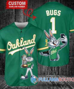 Oakland Athletics x Bugs Bunny with Trophy Baseball Jersey Green