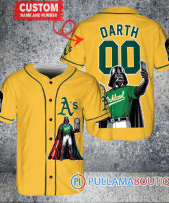 Oakland Athletics x Darth Vader Star Wars with Trophy Baseball Jersey Gold