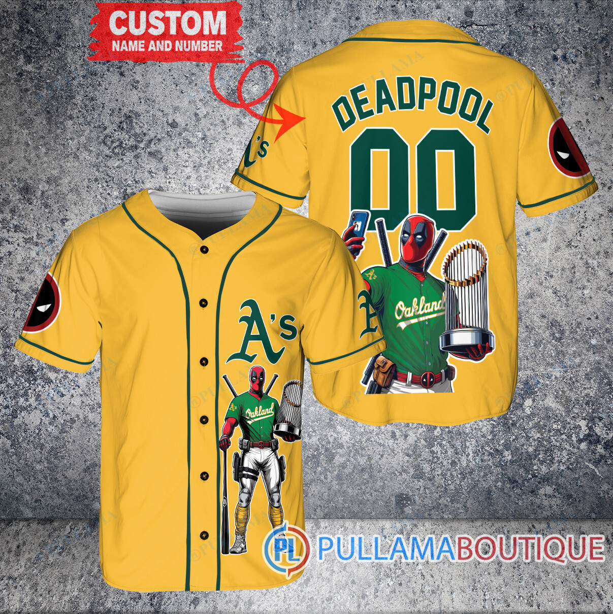 Texas Rangers x Deadpool with Trophy Baseball Jersey Cream