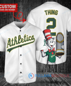 Oakland Athletics x Dr Seuss with World Series Trophy Custom Baseball Jersey White