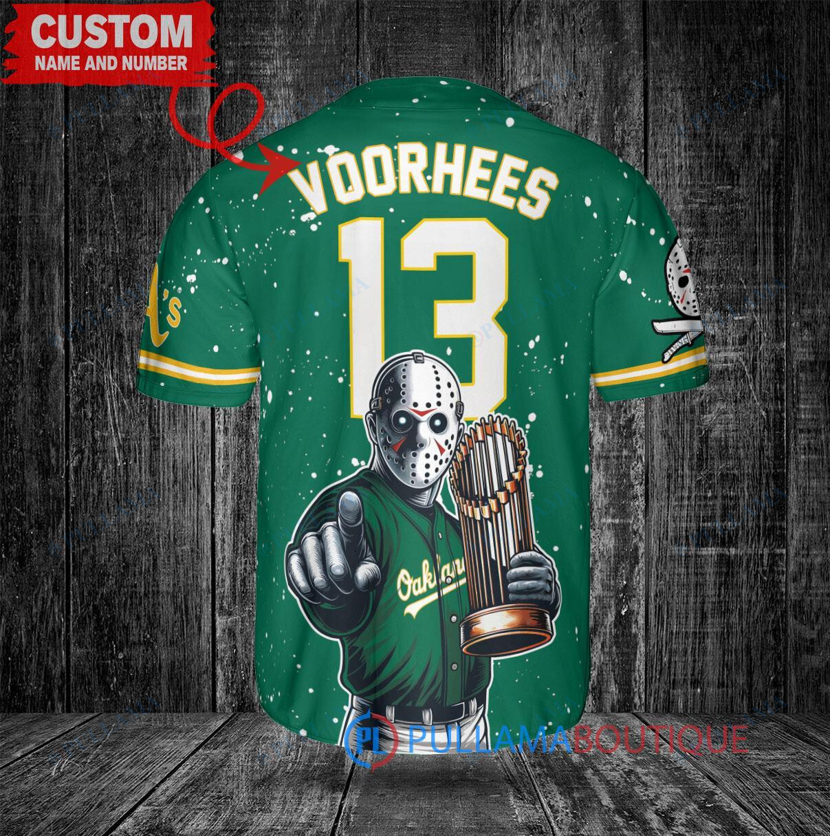 Milwaukee Brewers x Friday the 13th Jason Voorhees Halloween with World Series Trophy Custom Baseball Jersey Navy