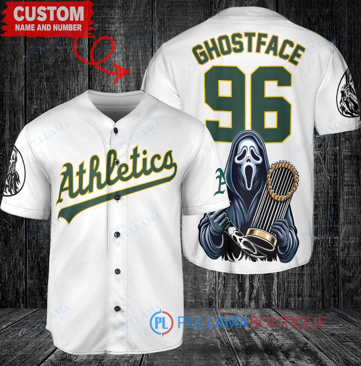 Chicago Cubs x Ghostface Scream World Series Trophy Baseball Jersey White