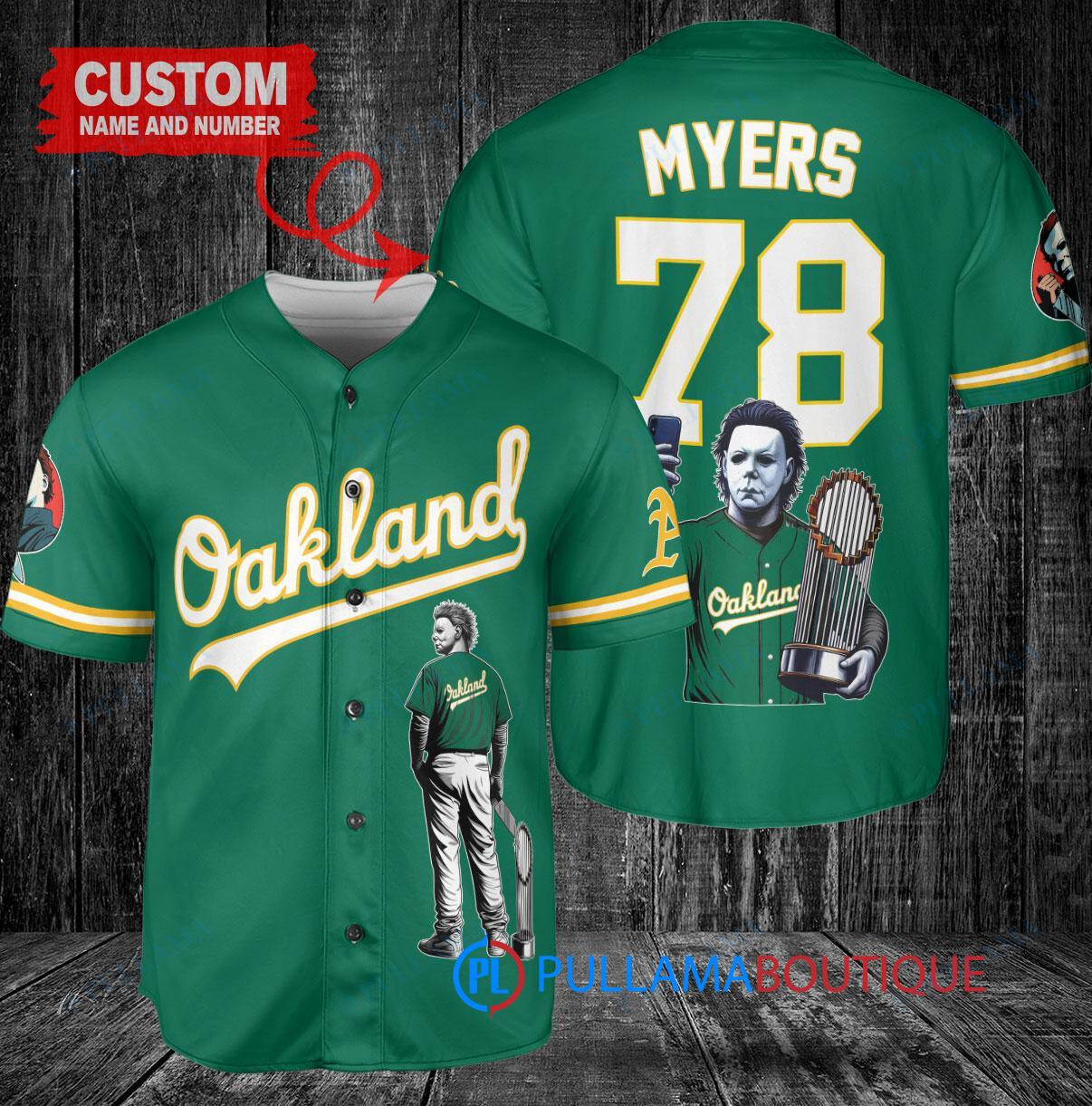 Seattle Mariners x Halloween Michael Myers with Trophy Custom Baseball Jersey Aqua