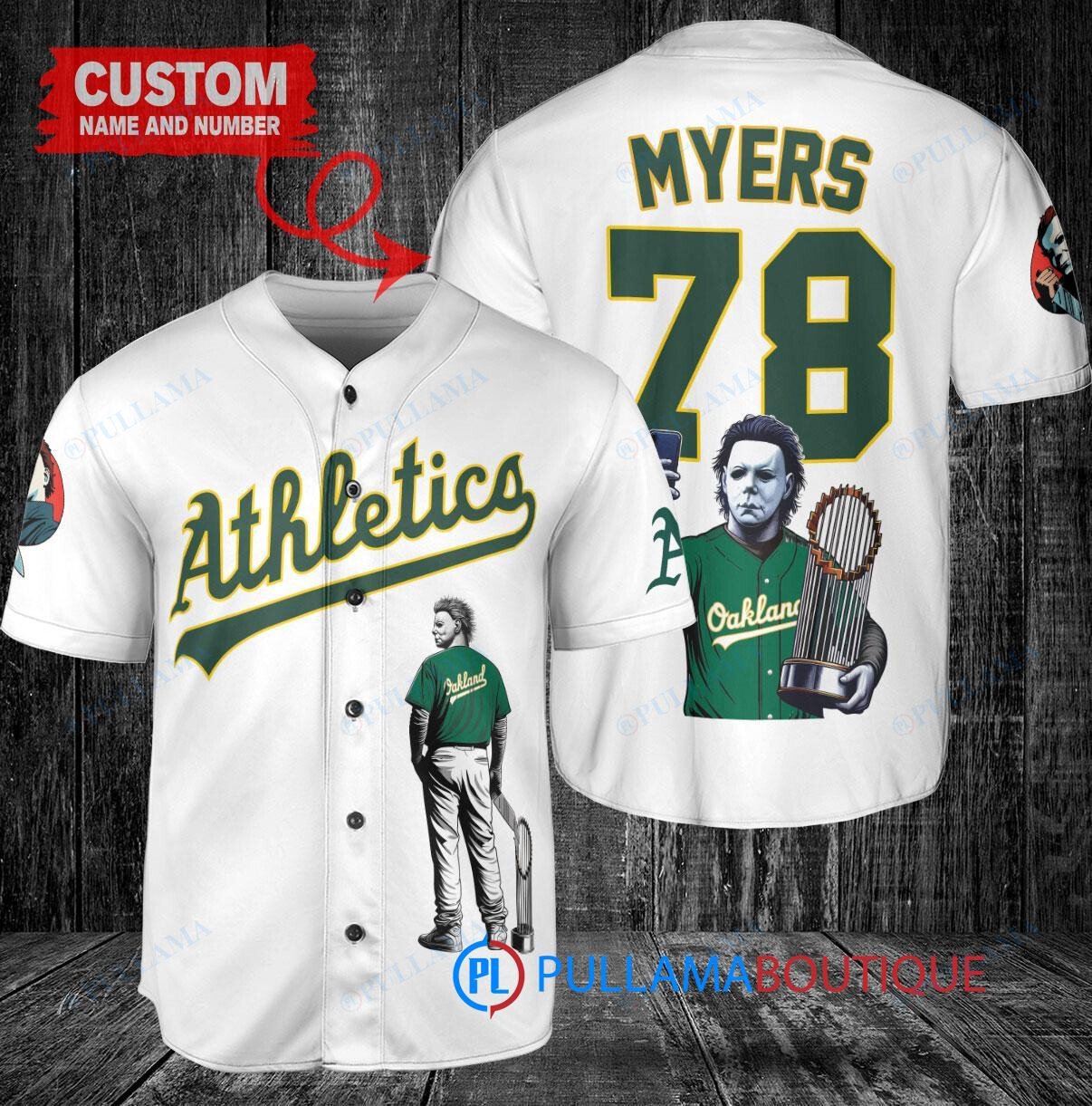 New York Mets x Halloween Michael Myers with Trophy Custom Baseball Jersey Black