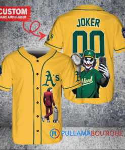 Oakland Athletics x Joker DC Comics with Trophy Custom Baseball Jersey Gold