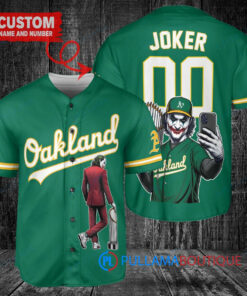 Oakland Athletics x Joker DC Comics with Trophy Custom Baseball Jersey Green