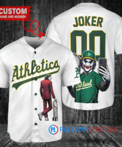 Oakland Athletics x Joker DC Comics with Trophy Custom Baseball Jersey White