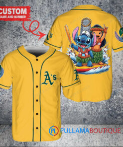 Oakland Athletics x Lilo & Stitch with Trophy Baseball Jersey Gold