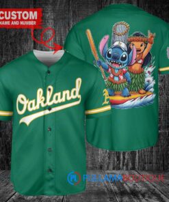 Oakland Athletics x Lilo & Stitch with Trophy Baseball Jersey Green