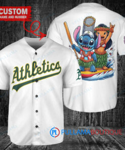 Oakland Athletics x Lilo & Stitch with Trophy Baseball Jersey White