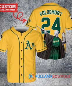 Oakland Athletics x Lord Voldemort Harry Potter with Trophy Custom Baseball Jersey Gold