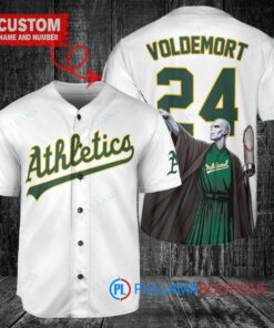 Oakland Athletics x Lord Voldemort Harry Potter with Trophy Custom Baseball Jersey White