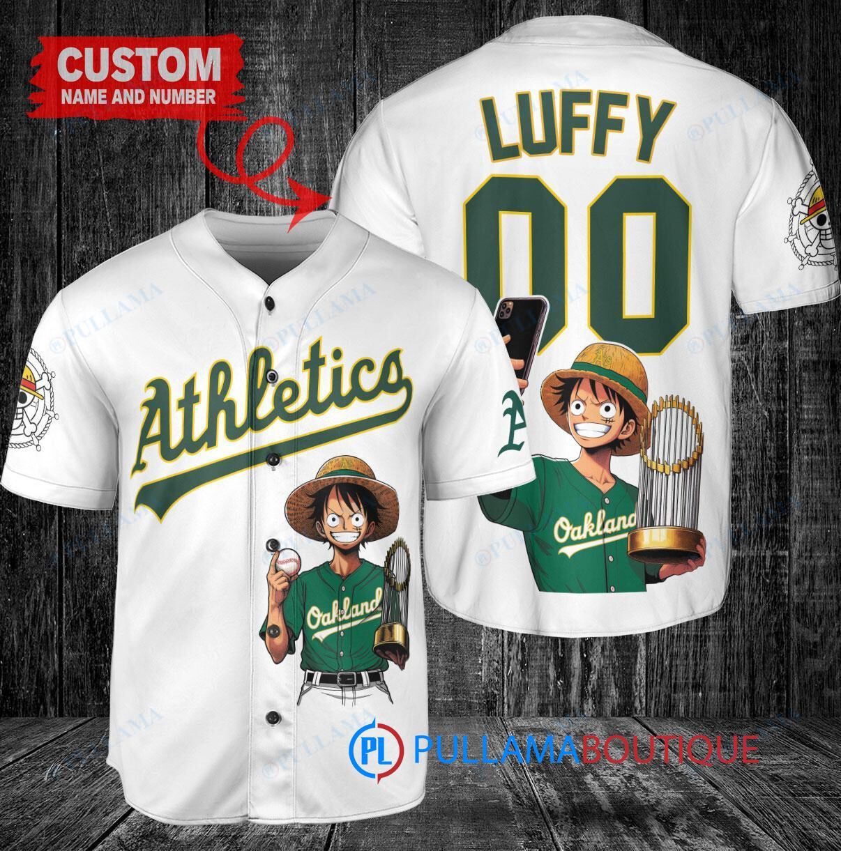 Milwaukee Brewers x Luffy One Piece with Trophy Custom Baseball Jersey Cream