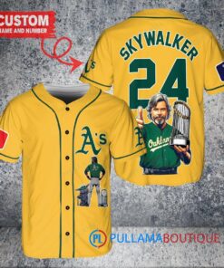 Oakland Athletics x Luke Skywalker Star Wars with Trophy Custom Baseball Jersey Gold