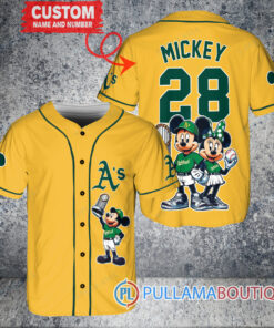 Oakland Athletics x Mickey and Minnie with Trophy Baseball Jersey Gold