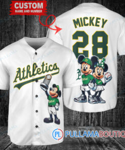 Oakland Athletics x Mickey and Minnie with Trophy Baseball Jersey White