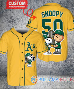 Oakland Athletics x Snoopy and Charlie Brown with Trophy Baseball Jersey Gold