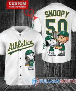 Oakland Athletics x Snoopy and Charlie Brown with Trophy Baseball Jersey White