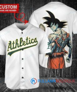 Oakland Athletics x Son Goku Kakarot Super Saiyan Dragon Ball Z with Trophy Baseball Jersey White