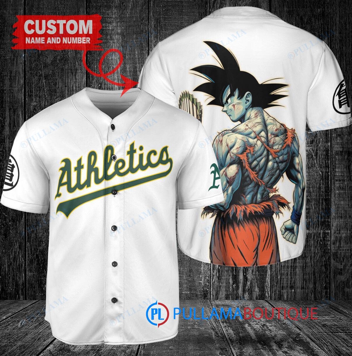 Atlanta Braves x Son Goku Kakarot Super Saiyan Dragon Ball Z with Trophy Baseball Jersey White