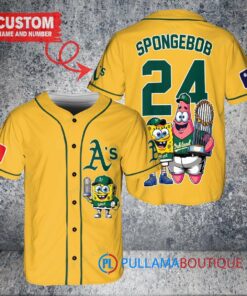 Oakland Athletics x SpongeBob SquarePants with Trophy Custom Baseball Jersey Gold