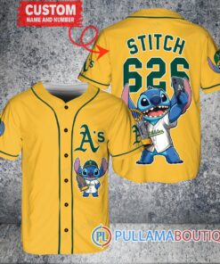 Oakland Athletics x Stitch with Trophy Baseball Jersey Gold