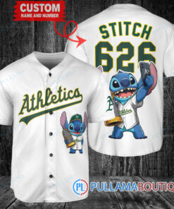 Oakland Athletics x Stitch with Trophy Baseball Jersey White