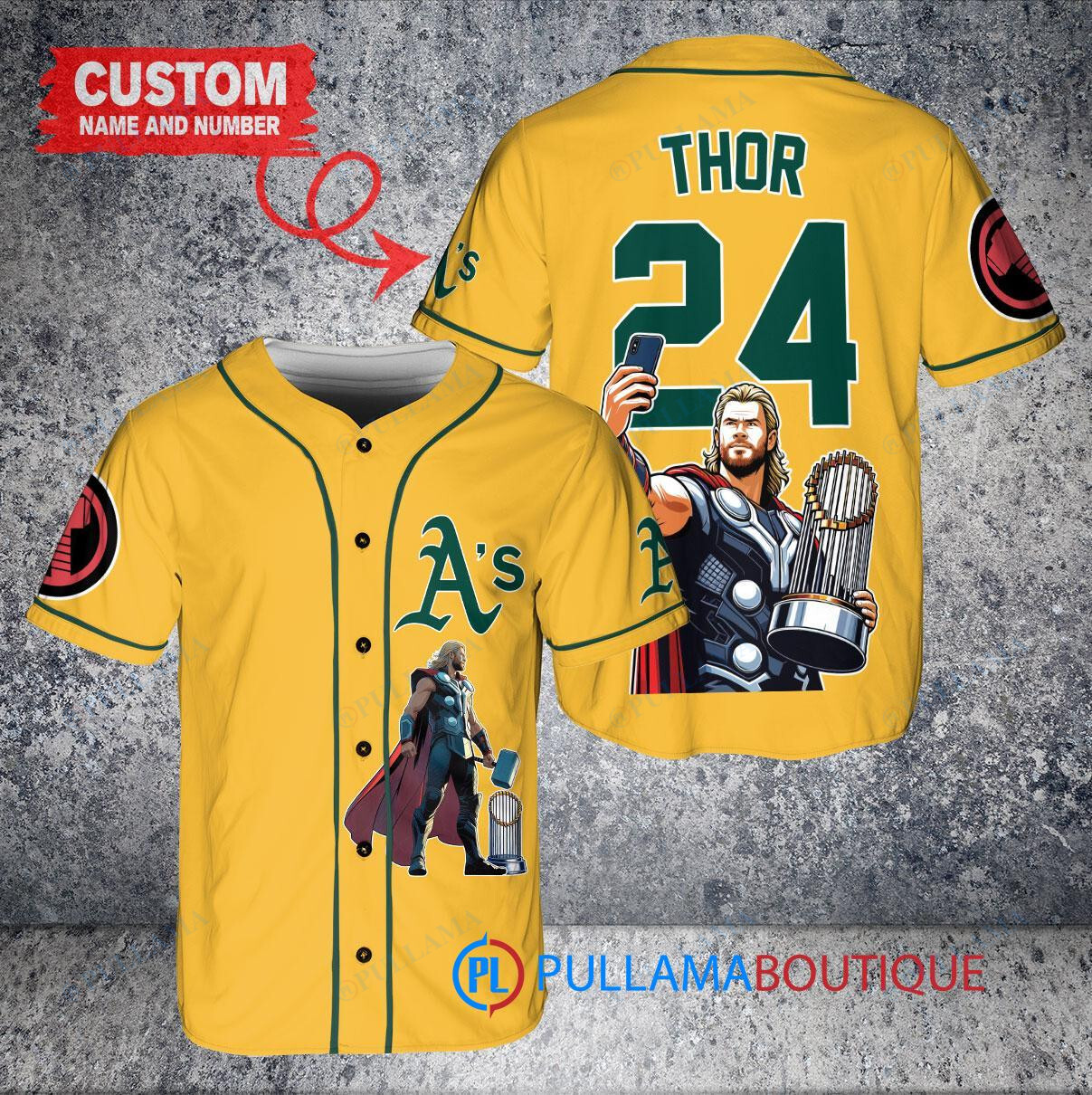 Milwaukee Brewers x Thor Marvel with Trophy Custom Baseball Jersey Cream