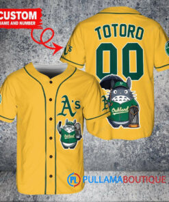 Oakland Athletics x Totoro Studio Ghibli with Trophy Custom Baseball Jersey Gold