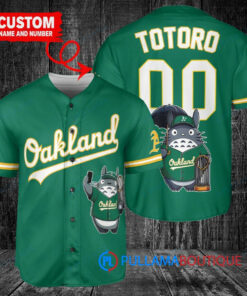 Oakland Athletics x Totoro Studio Ghibli with Trophy Custom Baseball Jersey Green