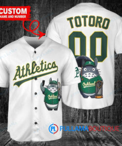 Oakland Athletics x Totoro Studio Ghibli with Trophy Custom Baseball Jersey White