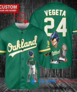 Oakland Athletics x Vegeta Super Saiyan Dragon Ball Z with Trophy Custom Baseball Jersey Green