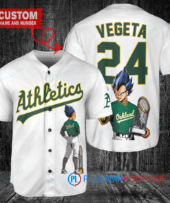 Oakland Athletics x Vegeta Super Saiyan Dragon Ball Z with Trophy Custom Baseball Jersey White