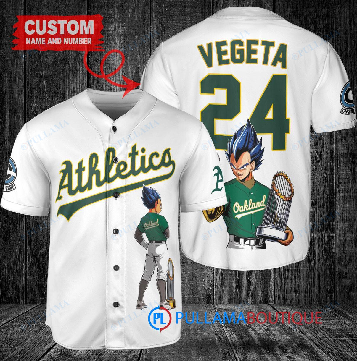 New York Yankees x Vegeta Super Saiyan Dragon Ball Z with Trophy Custom Baseball Jersey White