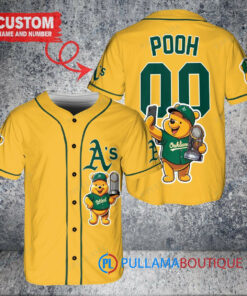 Oakland Athletics x Winnie the Pooh with Trophy Custom Baseball Jersey Gold