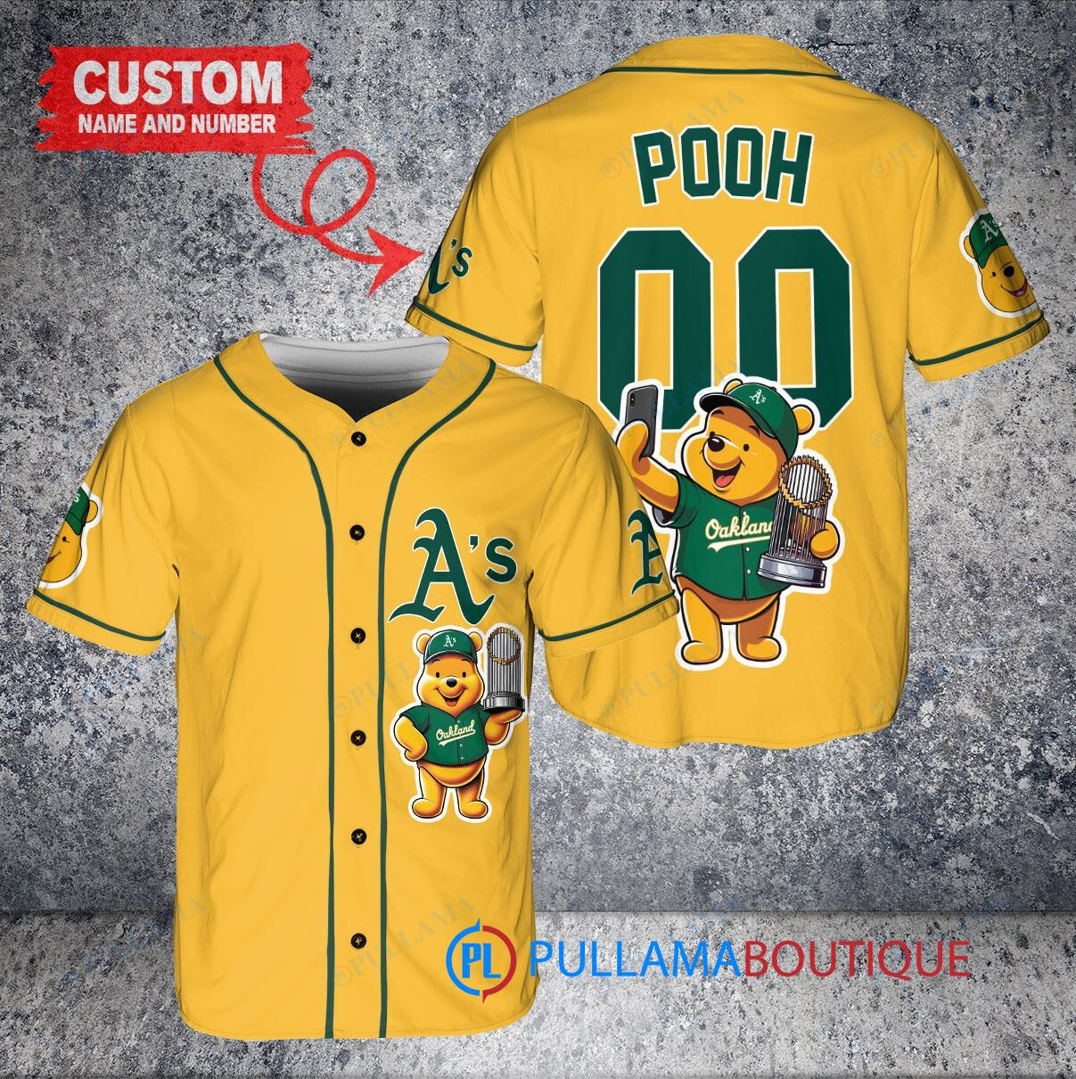 Houston Astros x Winnie the Pooh with Trophy Custom Baseball Jersey White