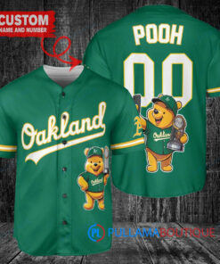 Oakland Athletics x Winnie the Pooh with Trophy Custom Baseball Jersey Green