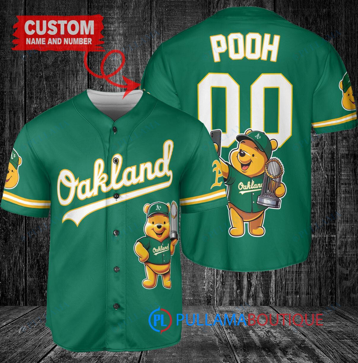 Los Angeles Angels x Winnie the Pooh with Trophy Custom Baseball Jersey Cream